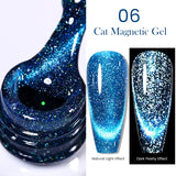 Yeknu  Gold Reflective Moonlight Gel Nail Polish Cat Magnetic Aurora Spar Glitter Semi-Permanant Varnish Nail Art Magnetic