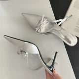 Yeknu  Spring Sexy Pointed Toe Buckle Strap Women Pumps Sandals Thin High Heels Party Stripper Dance Mules Ladies Shoes