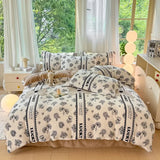 Yeknu  Small Fresh Milk Falai Plush Single Item Quilt Cover Printed Plaid Thickened Warm Duvet Cover 180x220 200x230 220x240