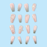 Yeknu  24 long coffin shaped press on nails 3D butterfly gorgeous fake nails with 1 nail glue and 1 nail file QXJ-CZ044