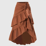 Yeknu  Summer Elegant High Waisted Ruffle Pleated Midi Skirt Women Wrap Casual Summer Beach Ladies Skirts Tiered Side Tie