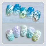 Yeknu  White Watercolor Ocean Wave Gel Polish 10ml Nail Poke Lace Hollow Gradient Soak Off UV Nail Art Semi-Permanent
