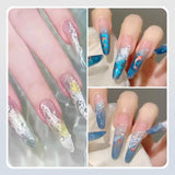 Yeknu  White Watercolor Ocean Wave Gel Polish 10ml Nail Poke Lace Hollow Gradient Soak Off UV Nail Art Semi-Permanent