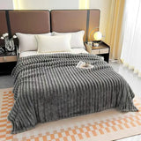 Yeknu  Ribbed Flannel Blanket Double Sided Thickened Nap Blanket Winter Throw Blanket Sofa Blanket Hemmed Blanket