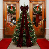 Yeknu  Super Large Red Velvet Christmas Bow Pendant Xmas Tree Bowknot Hanging Ornaments Home Christmas Decorations New Year Party Gifts