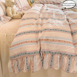 Yeknu  3 Piece seersucker stripe duvet cover Set ， comfortable Bedding Set Bedspread for All Season