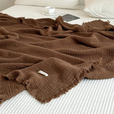 Yeknu  1pc Blanket 100% Cotton Sofa Towel Tassels Bed Linen Solid Color Shawl manta Skin-friendly Plaid Home Blankets