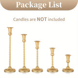 Yeknu  Gold Candlestick Holders Set Of 5, Wedding Birthday Candlelight Dinner Table Centerpiece, Halloween And Christmas Decorations