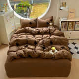 Yeknu  Duvet cover set (1*Duvet Cover + 2*Pillowcase, sheet), Butterfly knot yarn embroidery Bedding Set, Soft Comfortable
