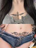 Yeknu  8pcs Succubus Waterproof Temporary Tattoo, Lasting 1-2 Weeks, for Abdomen and Waist, Realistic Semi-Permanent Fake Tattoo