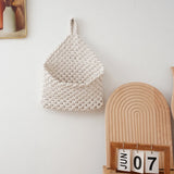 Yeknu  Handmade Macrame Hanging Storage Basket Magazine Flower Organizer Pouch Small Stuff Organization Home Room Cafe Shop Decor