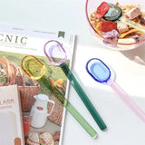 Yeknu  Stained Glass Spoon Dessert Ice Cream Milk Long Handled Spoon Coffee Soup Stirring Spoon High boric acid heat and cold resistanc