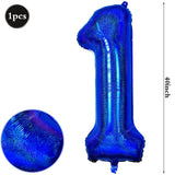Yeknu  40Inch Navy Blue Number Balloons 0-9 Helium Balloon Laser Dark Blue Figure Golob Birthday Wedding Graduation Decoration Supplies