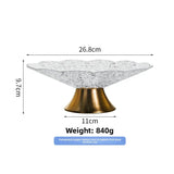 Yeknu  Light luxury high-legged glass fruit plate, brass base fruit plate, storage ornaments, ice pattern tableware storage 1PC