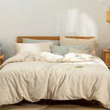 Yeknu  Solid Color Thickened 100% Cotton Bedding Sets Luxury Striped Breathable Bedclothes for Adult High Quality Soft Home Textile Set