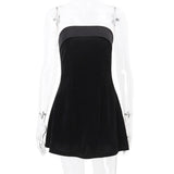 Yeknu  New Dress Fashion Sexy Strapless Backless Mini Dress Women's Party Solid Color Slim A-Line Zipper Sleeveless