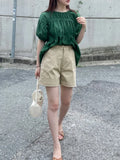 Yeknu  Summer Pullover T-Shirts Tops Women Loose Ruffle Pleated Fashion Ladies Cropped Blouses Casual Short Sleeve Korean Woman Tops