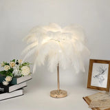 Yeknu - New Touch Control Table Feather Lamp For Wedding Bedroom Decoration LED Desk Lamp With Feathers USB Power/Rechargeable