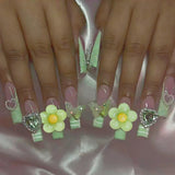Yeknu  3D Extended Fake Nails Polka Dot Design Full Cover Nail Tips Art Strawberry Cute Bear Rose Press on Nails Wearable Fingernail