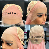 Yeknu  Light Pink Long Silky Straight Wig 13x4 Lace Front Synthetic Hair Wigs for Women Natural Hairline Daily Use Cosplay Party