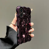 Yeknu  Wrinkle Plating Wave Border Case for iPhone 16 15 17 Pro Max Air Plus 11 12 13 14 Meteorite Pattern Soft Silicone Cover