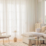 Yeknu  White Voile Sheer Curtains for Living Room Pompom Window Drapes Rod Pocket Party Wedding Decor Valance Door Curtains Net Panels