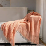 Yeknu 2025 new room tassel towel blanket sofa towel bedside blanket bedside flag hotel blanket