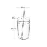 Yeknu  450ML Glass Cup with Lid and Straw Transparent Drinking Glasses for Juice Water and Iced Coffee Cups Drinkware Mug Water Bottle