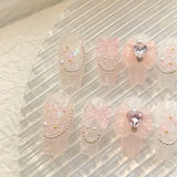 Yeknu  10pcs Pure Desire Girl like Nail Patch Fake Nails - Sparkling Diamond Bow Matching - Dreamy Accessories for Any Occasion