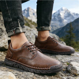 Yeknu  Men Boots Spring Autumn High Top Handmade Leather Shoes Soft Sole Comfortable Fashion Sneakers Non-slip Durable Stylish Loafers