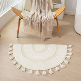 Yeknu  Semicircle Cotton Rug Handmade Tassels Mat Soft Kids Pet Game Play Area Carpet Children Bedroom Decorative Pad Home Room Decor