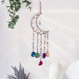 Yeknu Healing Crystals Moon Dream Catcher Boho Home Decor Alxa Agate Wind Chimes Wall Hanging Aesthetic Christmas Decoration Gift