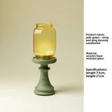 Yeknu  candle holder, traditional green Zen atmosphere lamp, creative ceramic glass decoration, home decoration
