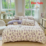Yeknu  Class A super soft jacquard cloud yarn cotton four-piece set, bed sheet, bed hat, quilt cover, student dormitory bed