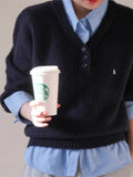 Yeknu  Knitted Autumn Fake Two Piece Set Patchwork Pullover Sweater Women Embroidery Modis Casual Ladies Sweaters Korean Woman Sweater