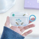 Yeknu  Pressed flower transparent headphone case protective cover, cute flower headphone protective cover with keychain