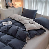Yeknu  new solid color abraded four-piece set of color matching sheets for home use, comfortable, skin-friendly and breathable