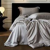 Yeknu Nordic Silk Bedding Set 4pcs Luxury Lyocell Duvet Cover Set Flat Sheets Set 2 Pillowcases Twin Double Queen Size Bed Linen Set