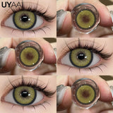 Yeknu  Color Contact Lenses Lenses Brown Pupils Color Contact Lenses for Eyes Green Lens 1 Pair/2pcs Pupils Cosmetic Lens