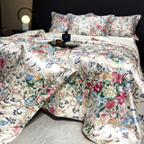 Yeknu  new high-end luxury silky Sleeping naked digital printing washed silk style Bedding Set Duvet Cover Bed Sheet Pillowcases