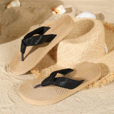 Yeknu  Summer new imitation hemp rope travel hemp bottom women's sandals wear flip-flops beach flat bottom pinch slippers