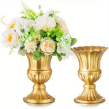 Yeknu  Metal Flower Vase, 9 Inch/6 Inch Metal Flower Pot Artificial Real Flower Vase, Garden Trumpet Flower Pot Table Wedding Decoratio