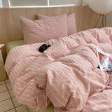 Yeknu  Nordic Sling Cotton Pink Stripes Duvet Cover 150x200 Size Girl's Room Housse De Couette Skin Friendly Breathable Comforter Sets