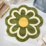 Yeknu  Cute Round Flower Tufting Rug Carpet Soft Plush Tuftted Feet Paid Carpet  Bathroom Anti-slip Doormat Sofa Bedside Rugs