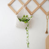 Yeknu  Handmade Macrame Hanging Storage Basket Magazine Flower Organizer Pouch Small Stuff Organization Home Room Cafe Shop Decor