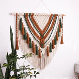 Yeknu Colorful Macrame Hanging Tapestry Tassel Pendant Bohemia Wall Tapestry Handwoven Cotton Rope  Decorate Room Background