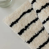 Yeknu  Long Tufting Stripe Bedroom Rug Chic Bathroom Mat Anti-Slip Bathmat Tub Side Carpet Area Floor Pad Doormat Home Room Decor