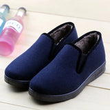 Yeknu  Thickened Fleece Lined Winter Beijing Cloth Shoes Men's Climbing Work Shoes Warm Old Age One Step Slip-On Non-Slip Rubber Sole