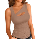 Yeknu  Summer Fashion Sexy Basic Sleeveless T-shirt Women Clothing Europe America Hollow Out Solid Tanks Lady Chic Hottie Y2k Tops