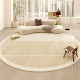 Yeknu  Beige Round Large Size Carpet Cream Style Bedroom Carpets Minimalist Lines Home Dedicated Rug Stripe Design Luxury Rugs Alfombra
